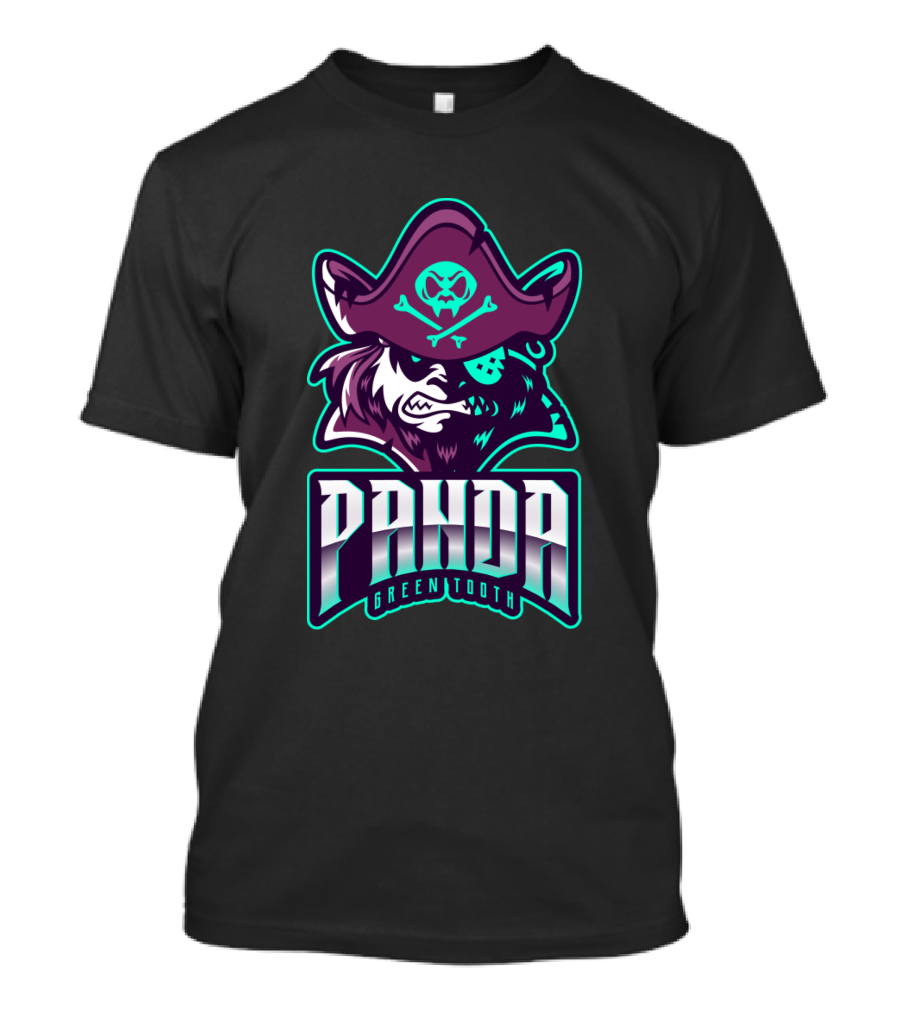 Panda Green Tooth Pirate Skull Hat T-Shirt