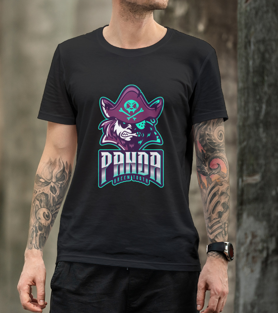 Panda Green Tooth Pirate Skull Hat T-Shirt