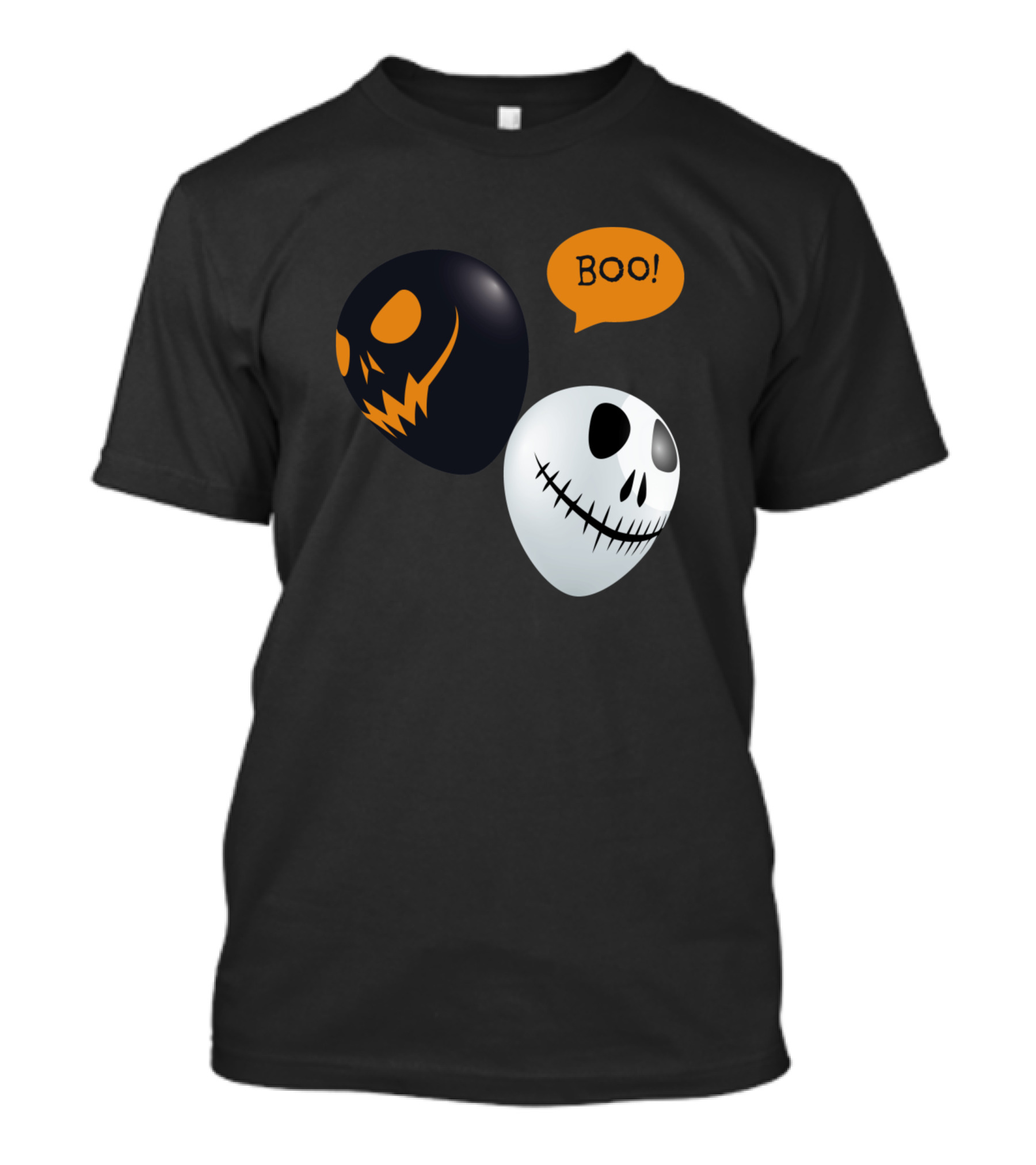 Boo Two Scary Balloons Halloween Jack O' Lantern Face T-Shirt
