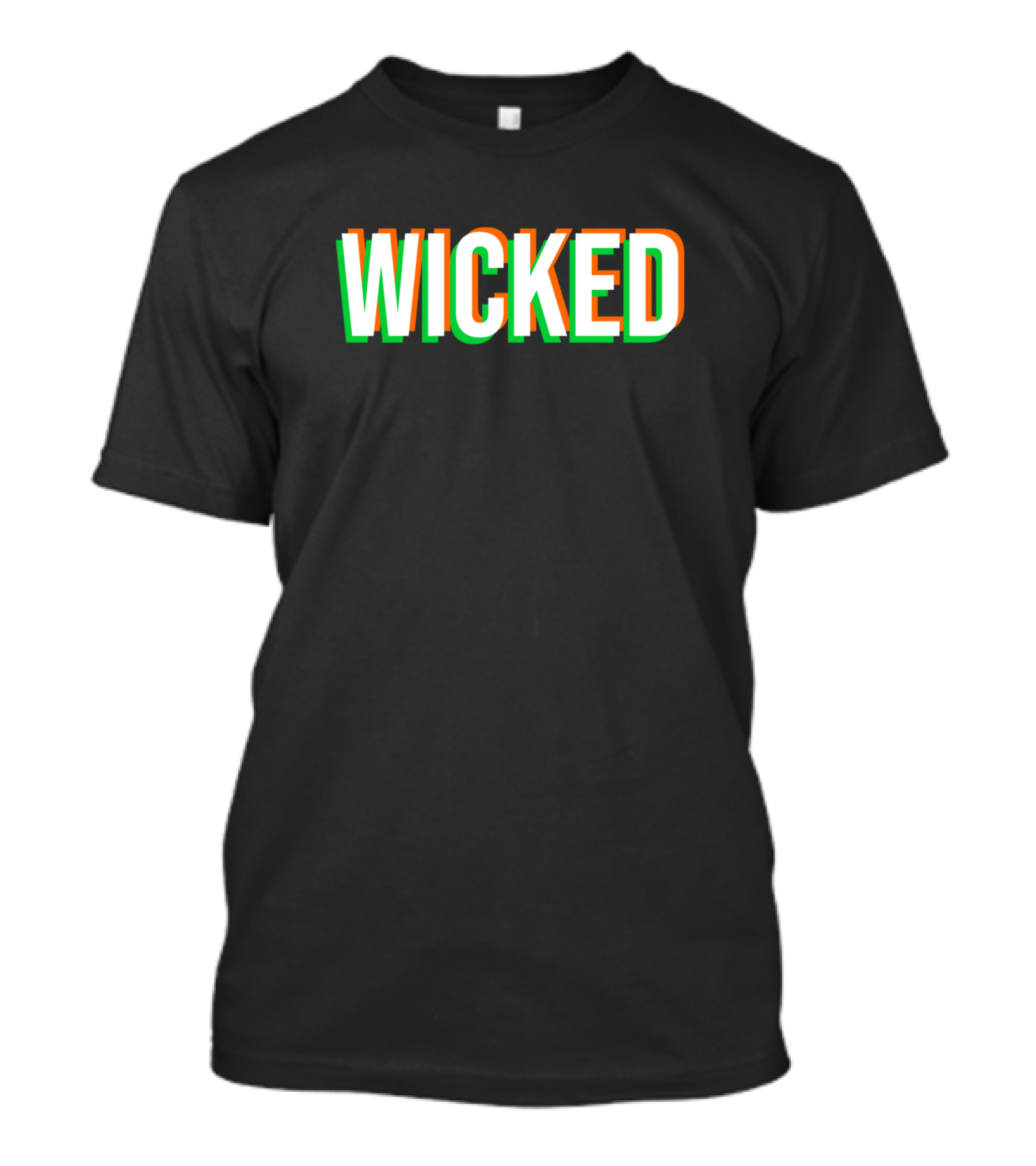Wicked Distorted Orange Green Typography T-Shirt