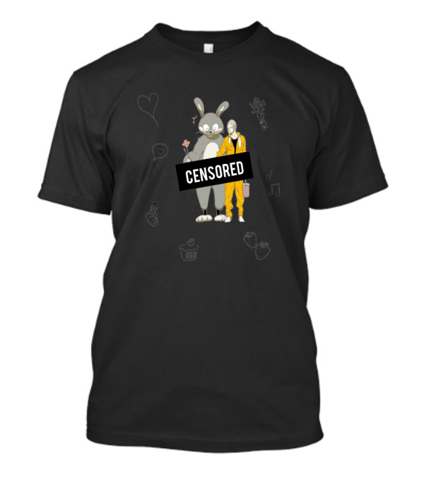 Censored Cartoon Bunny And Man With Heart Sketches 19 Days T-Shirt