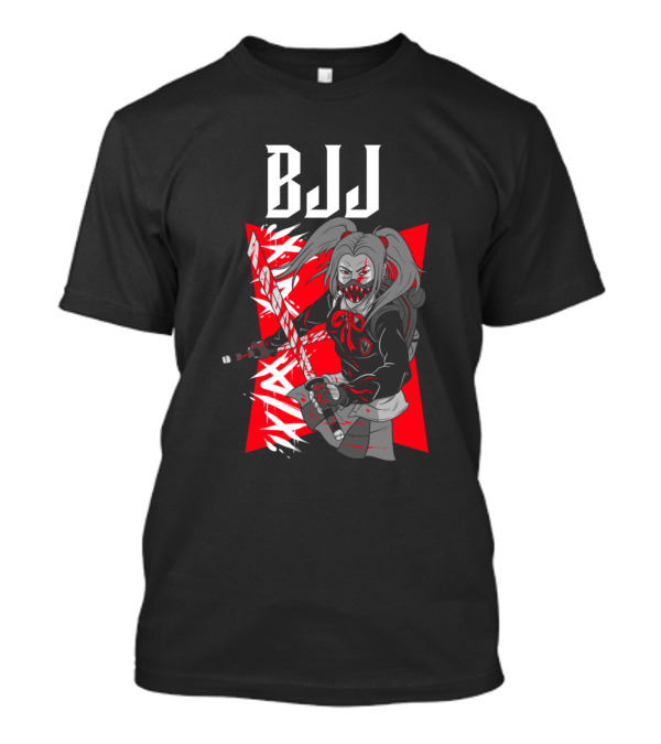 BJJ Anime Girl Red Masked Sword Fighter T-Shirt
