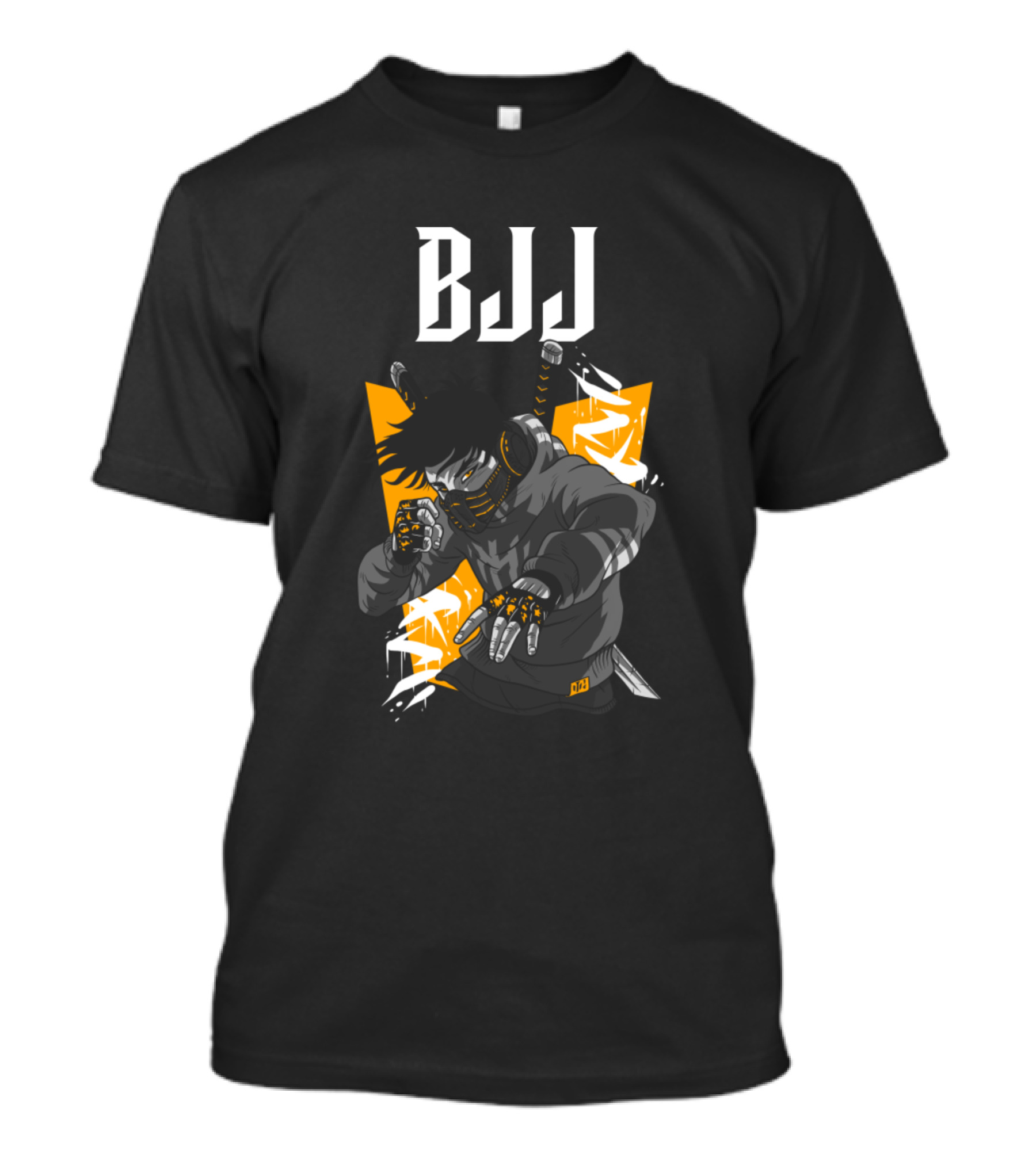 BJJ Ninja Fighter With Orange Accents T-Shirt