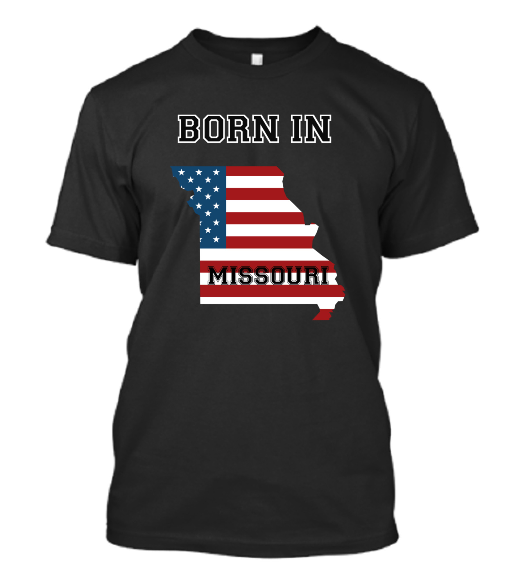 Born In Missouri American Flag Map T-Shirt