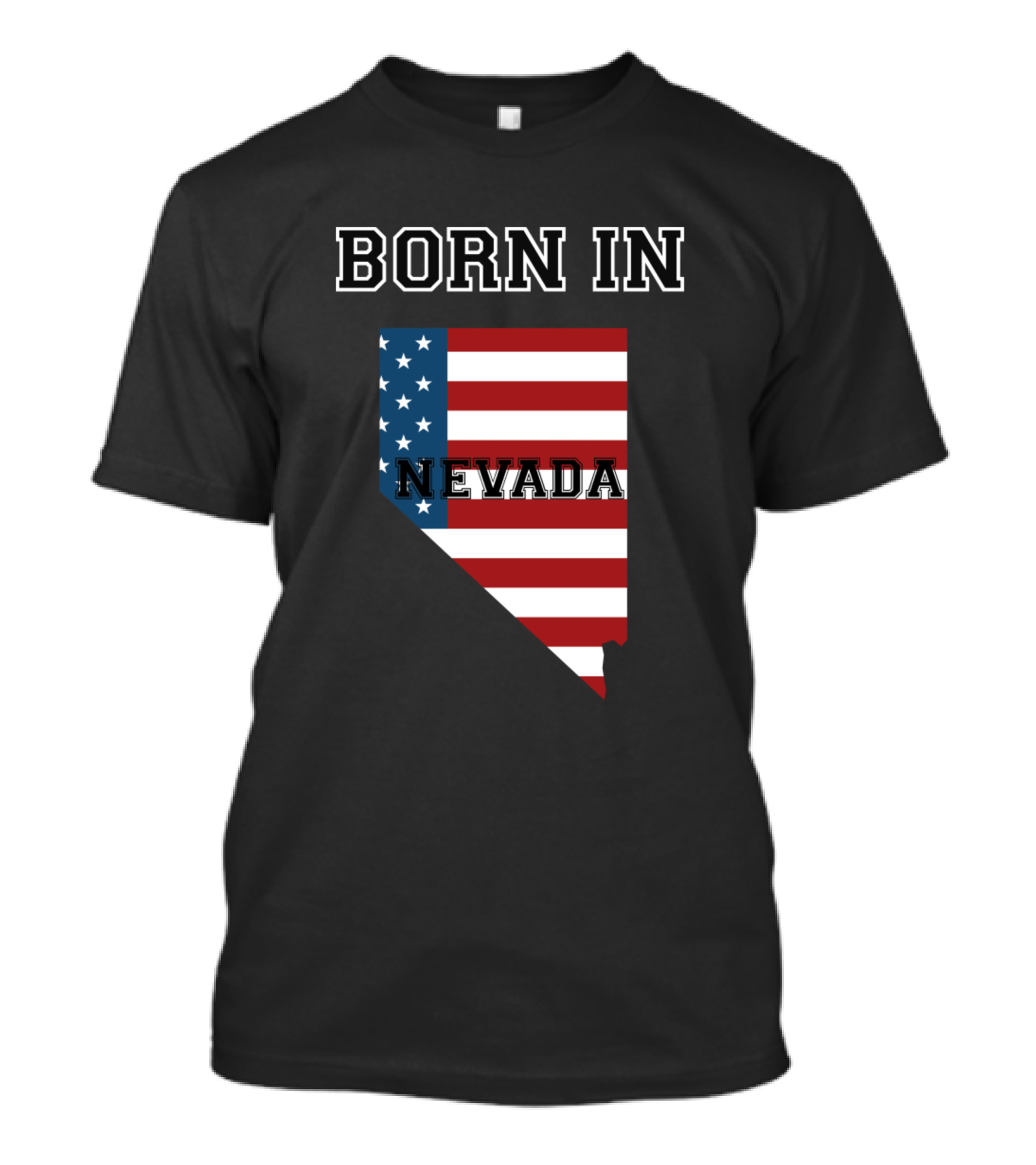 Born In Nevada American Flag Map T-Shirt