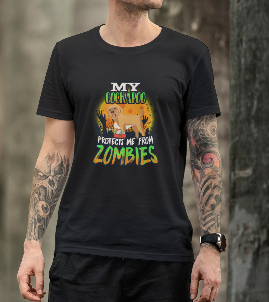 My Cockapoo Protects Me From Zombies Dog Humor T-Shirt