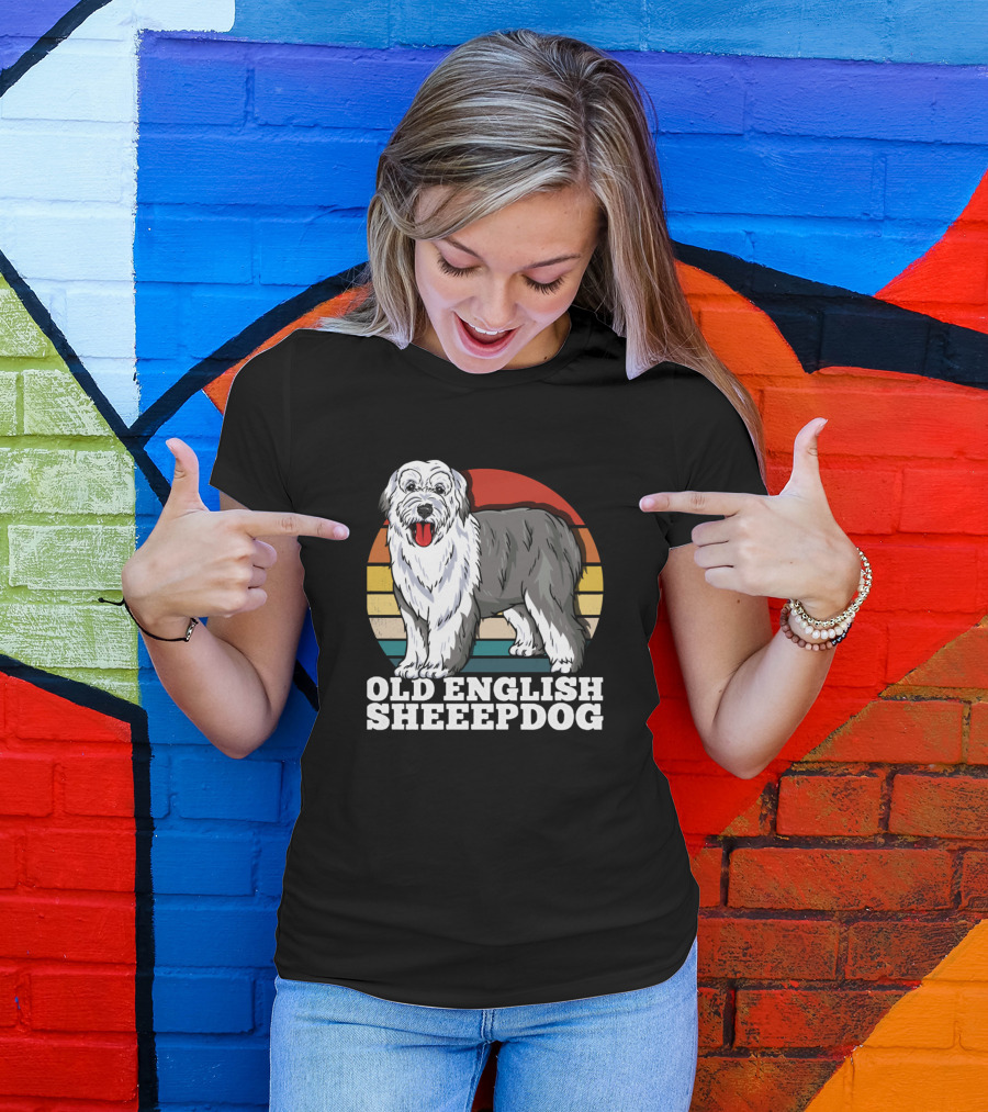 Old English Sheepdog Retro Vintage Dog T-Shirt