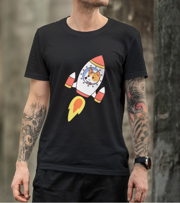 Dogs In Space Rocket Ship Corgi Adventure T-Shirt