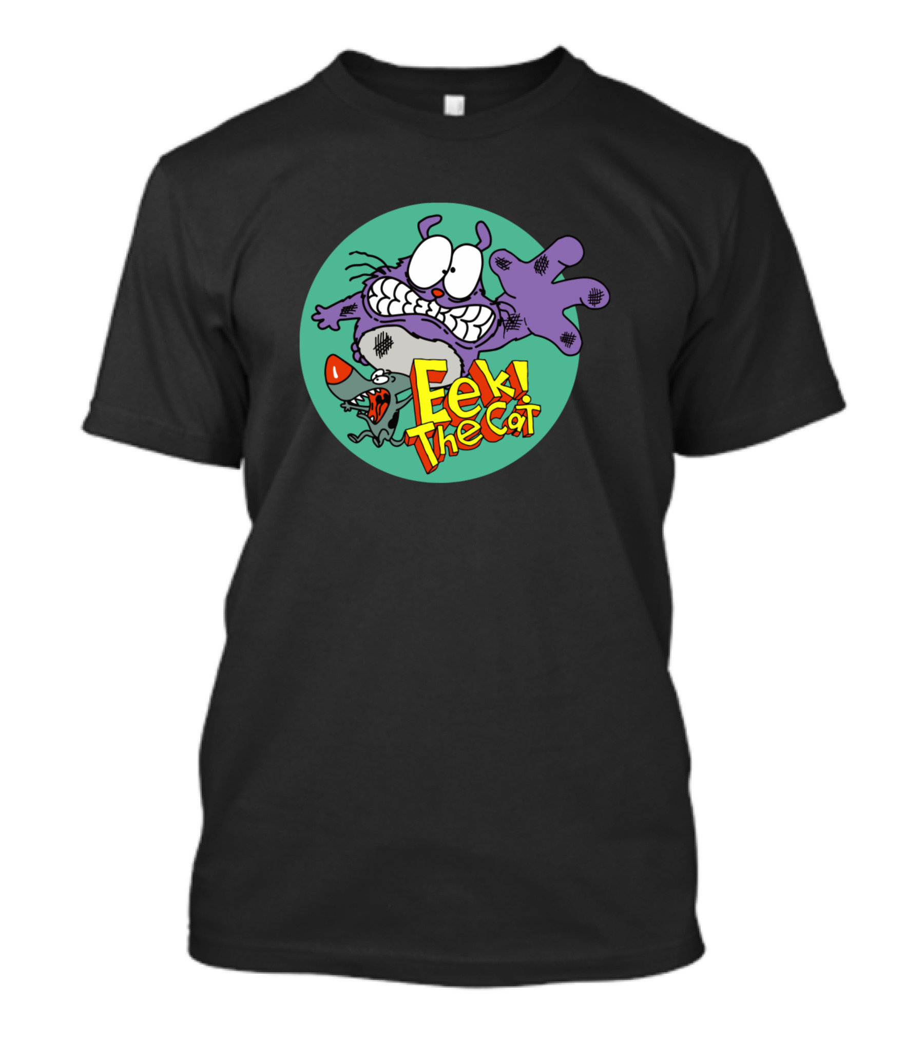 Eek The Cat Cartoon Characters In Circle With Green Background T-Shirt