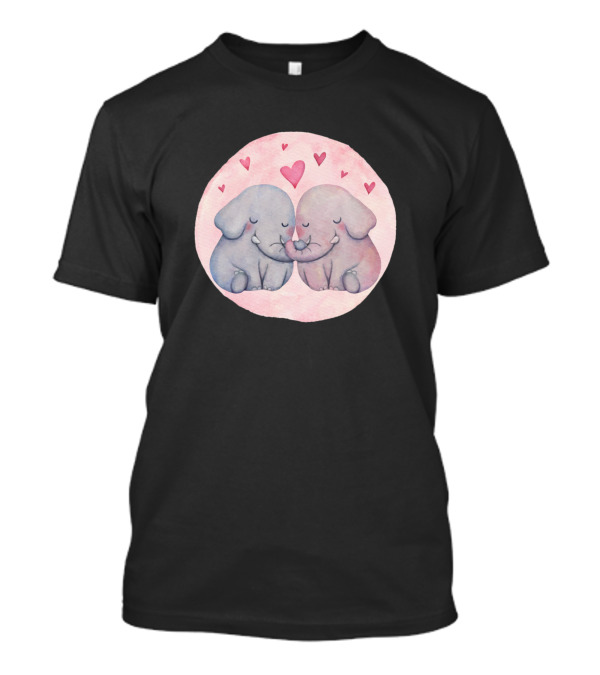 Elephant Couple Love Hearts Valentine T-Shirt