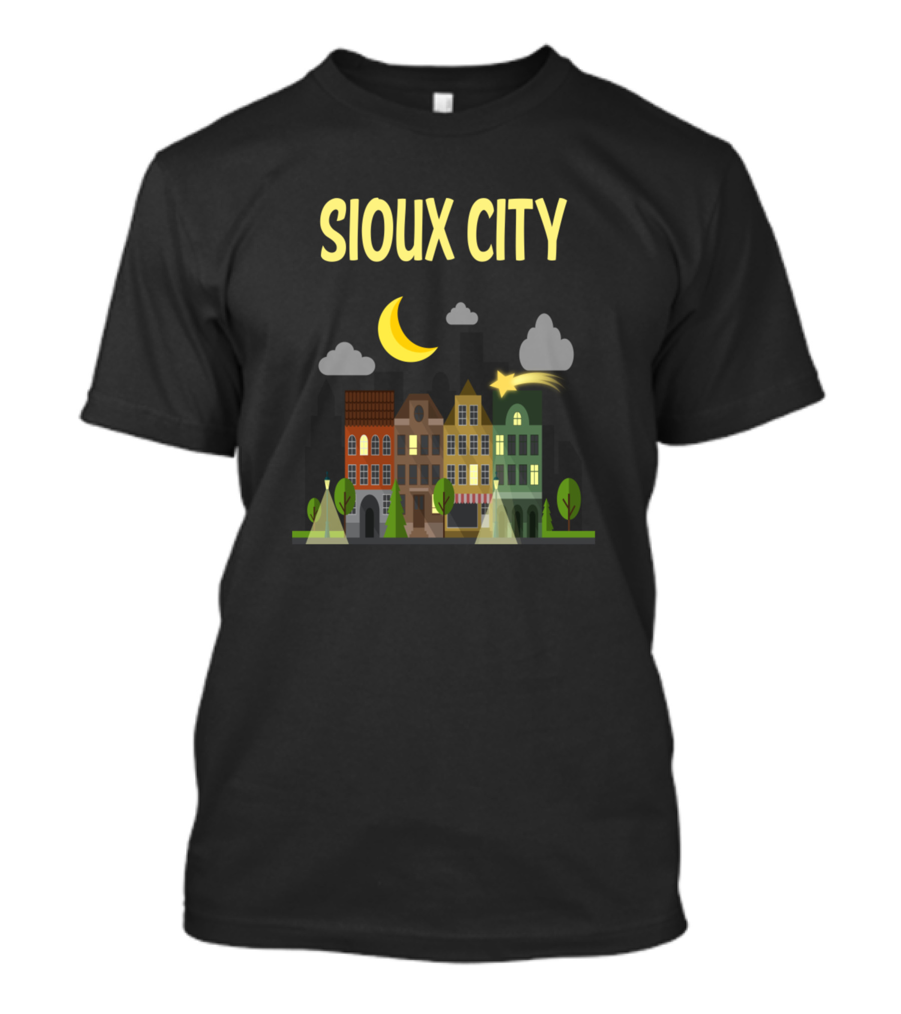 Sioux City Night Skyline With Moon And Shooting Star T-Shirt