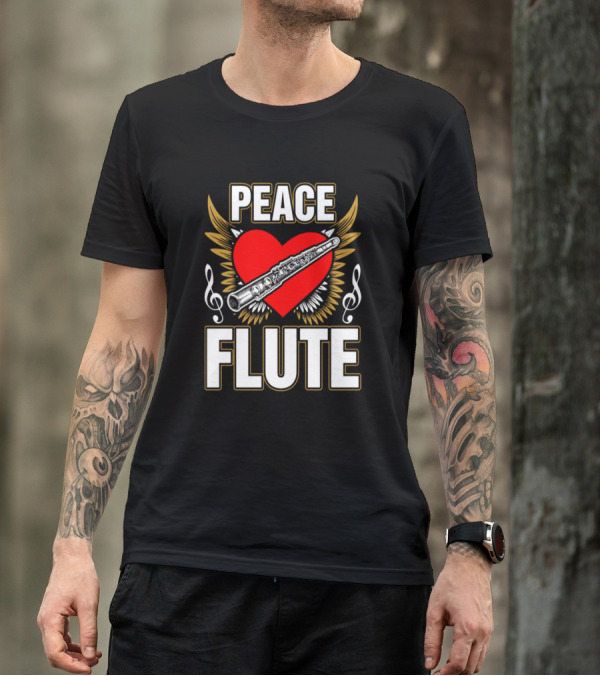 PEACE LOVE FLUTE WINGS HEART MUSIC NOTES T-Shirt