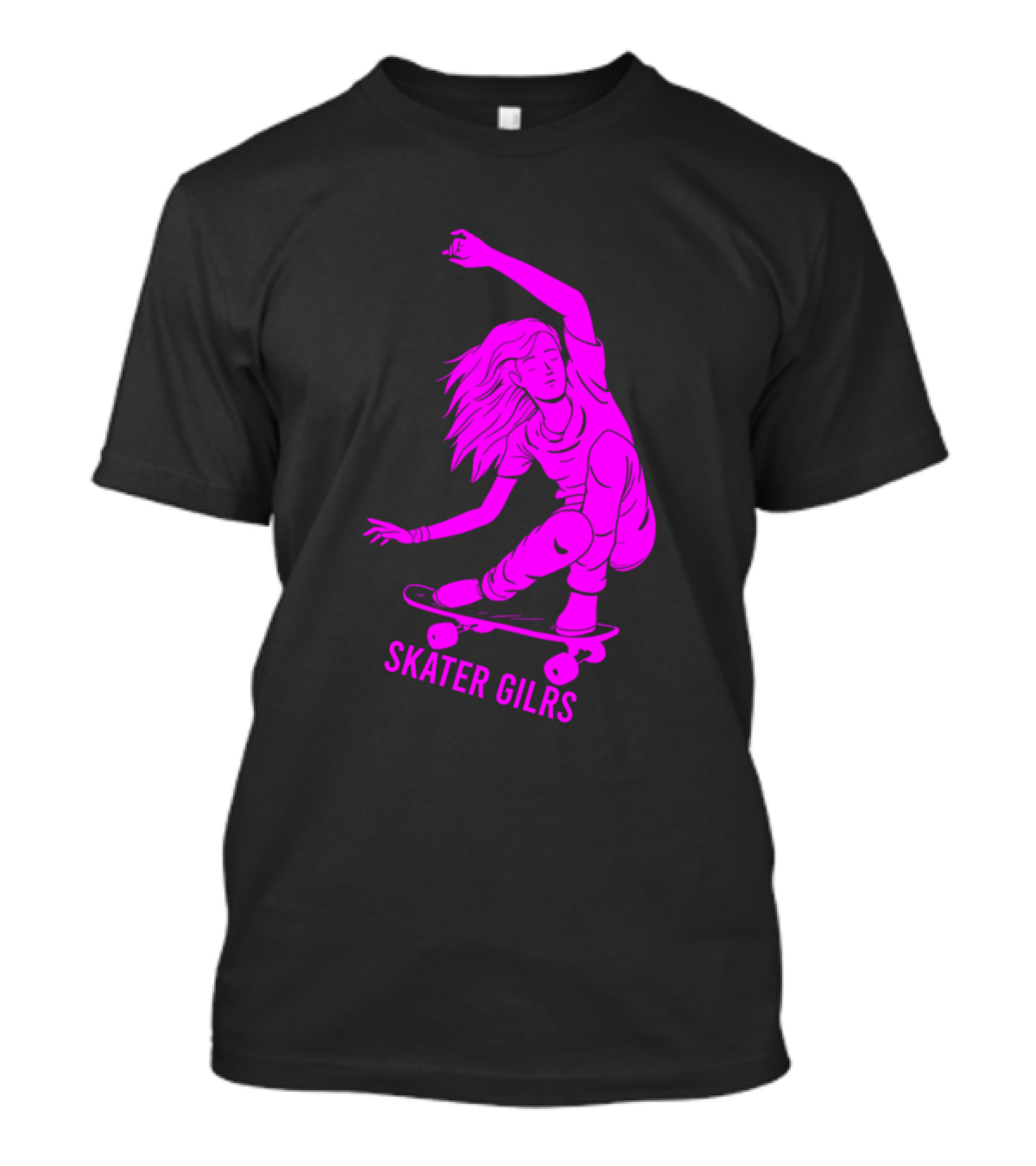 Skater Girls Skateboarder Graphic Pink T-Shirt
