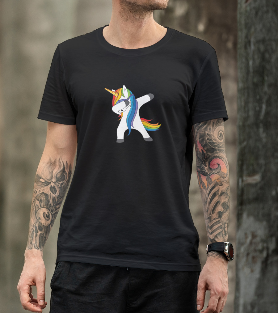 Dabbing Unicorns Are Born In April Rainbow Hair Sunglasses T-Shirt