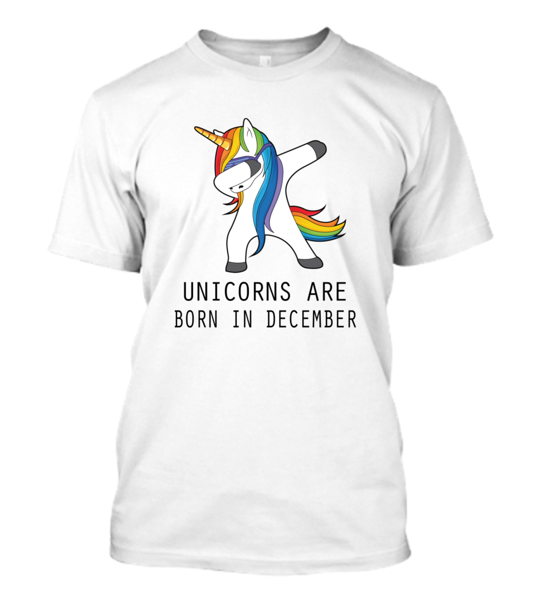 Unicorns Are Born In December Dab Dance Rainbow Mane T-Shirt