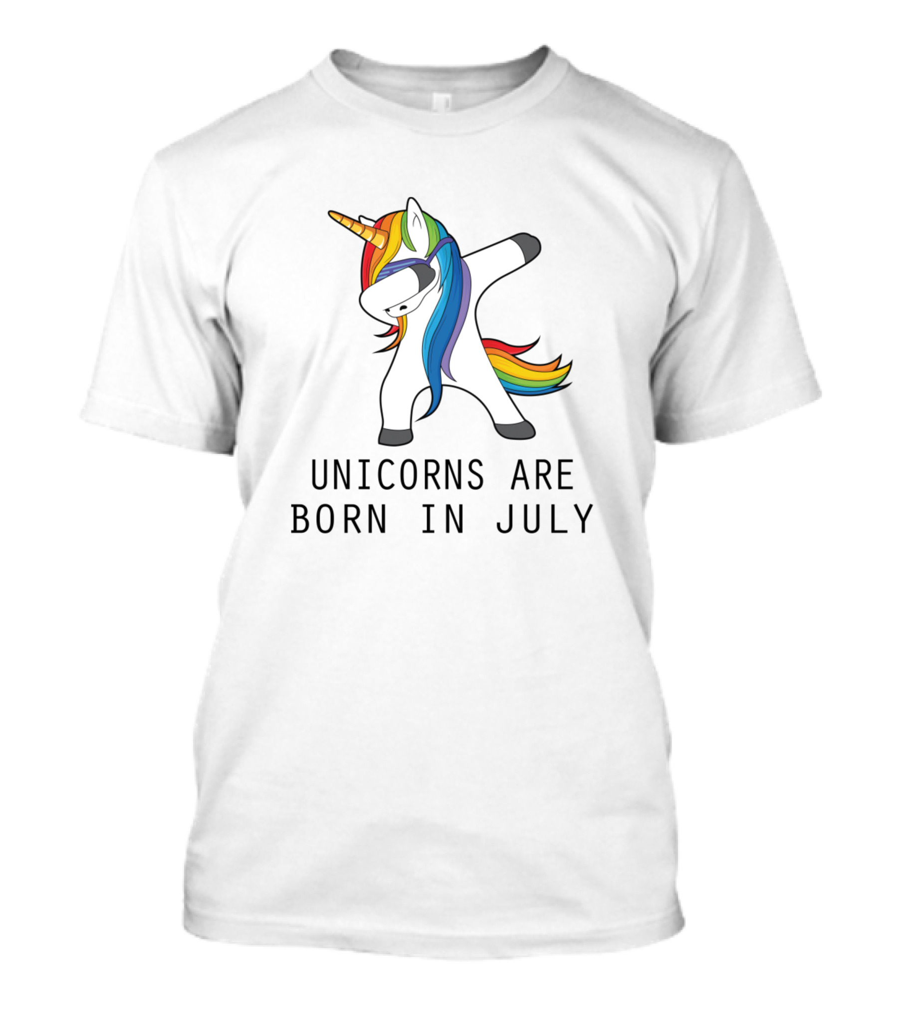 Unicorns Are Born In July Dab Rainbow T-Shirt