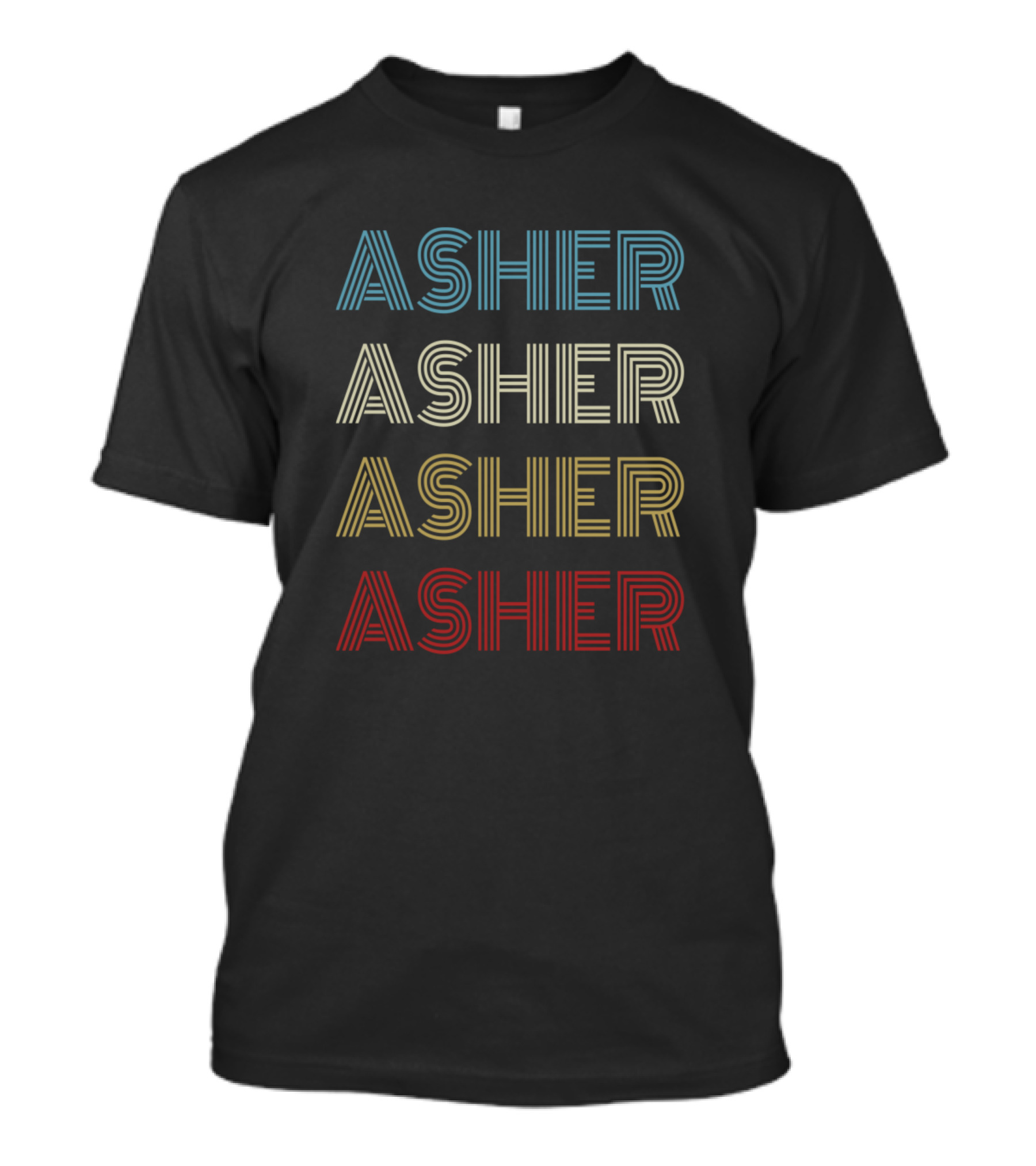 Asher First Given Name Pride Retro Striped Vintage Multicolor T-Shirt