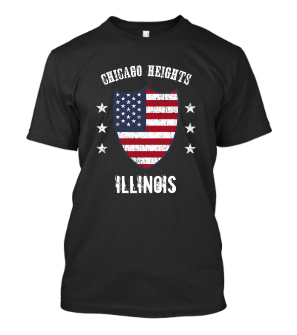 Chicago Heights Illinois American Flag Shield And Stars T-Shirt