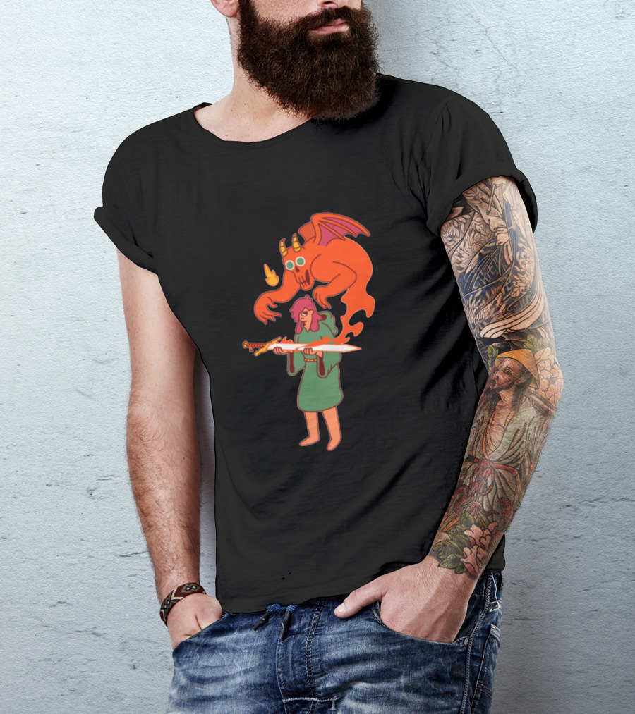 Cursed Demon Sword Possessed By Red Winged Creature T-Shirt
