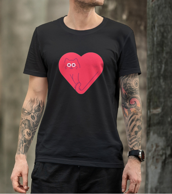 Cute Cat Heart T-Shirt