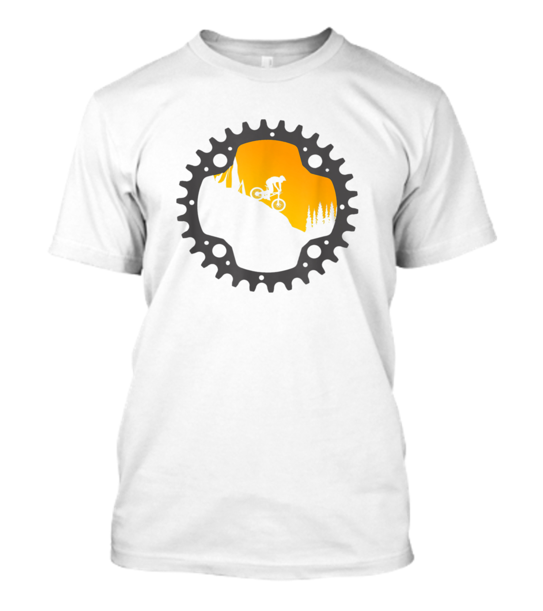 Downhill Mtb Mountain Bike Gear Sprocket Sunset T-Shirt