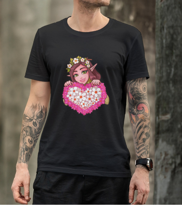 Flower Girl With Heart Of Daisies And Blossoms T-Shirt