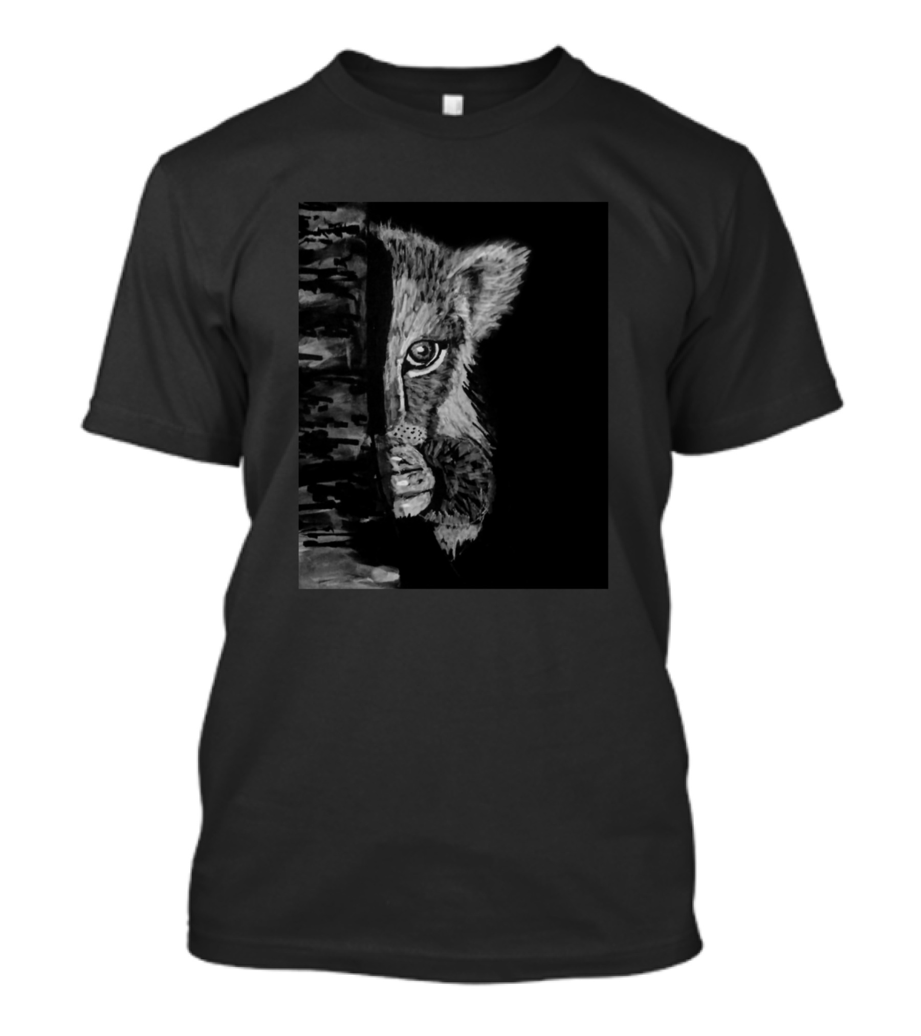Hide Lion Cub Peeking Behind Tree T-Shirt