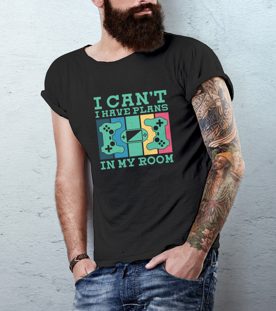 I Can’t I Have Plans In My Room Retro Gaming Controllers T-Shirt