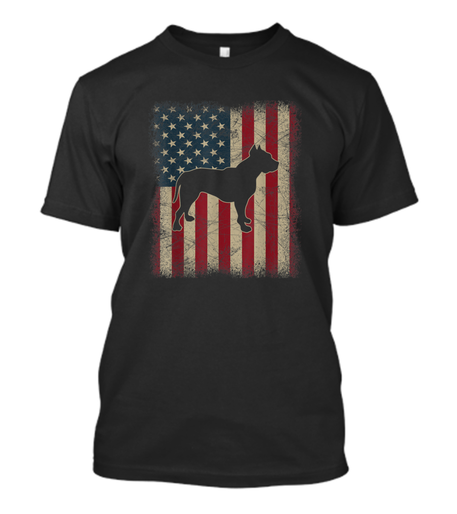 Vintage American Flag Pitbull Dog Lover Father's Day T-Shirt