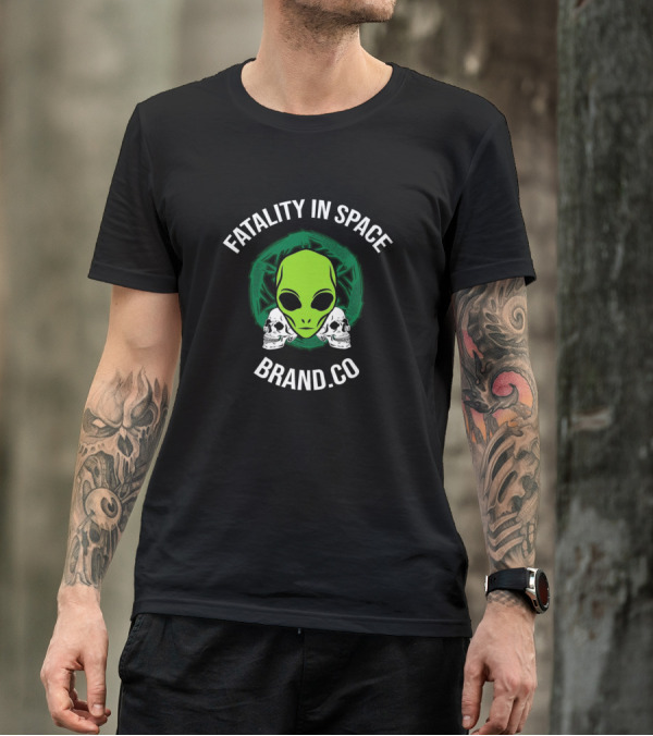 Fatality In Space Green Alien Skull Logo Brand.co T-Shirt
