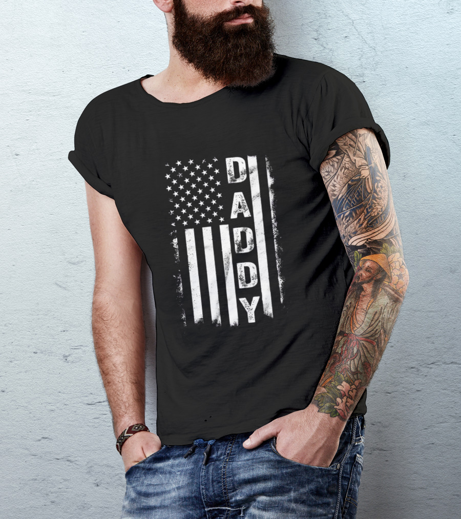 Father's Day Daddy American Flag T-Shirt