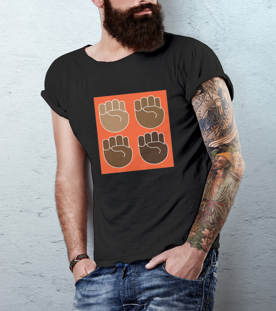 Fight The Good Fight Four Raised Fists Orange T-Shirt