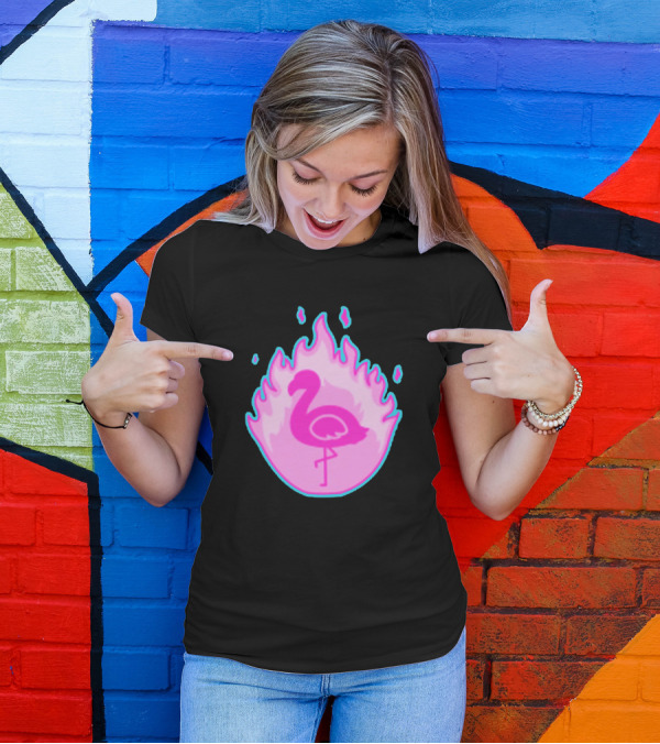 Flamingo Blazing Neon Pink Logo Ingo T-Shirt