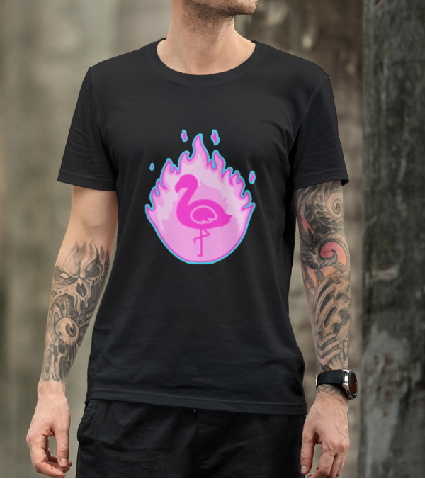 Flamingo Blazing Neon Pink Logo Ingo T-Shirt