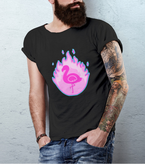 Flamingo Blazing Neon Pink Logo Ingo T-Shirt