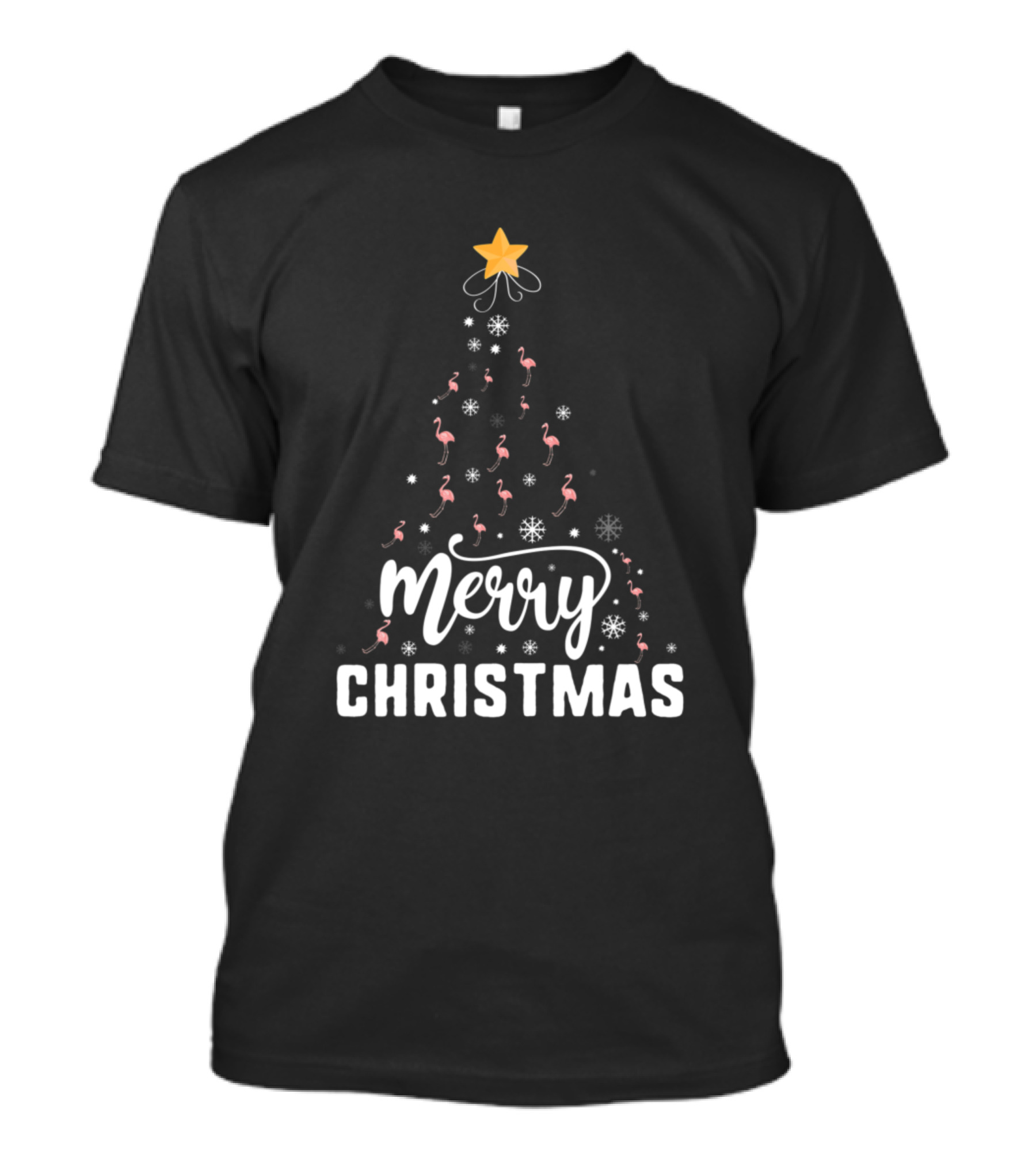 Merry Christmas Flamingo Tree Family Xmas Holidays T-Shirt