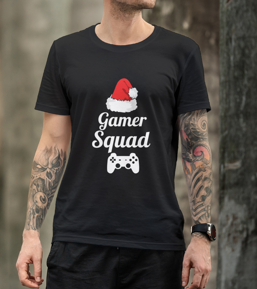 Gamer Squad Santa Hat Christmas Video Game Controller Fun T-Shirt