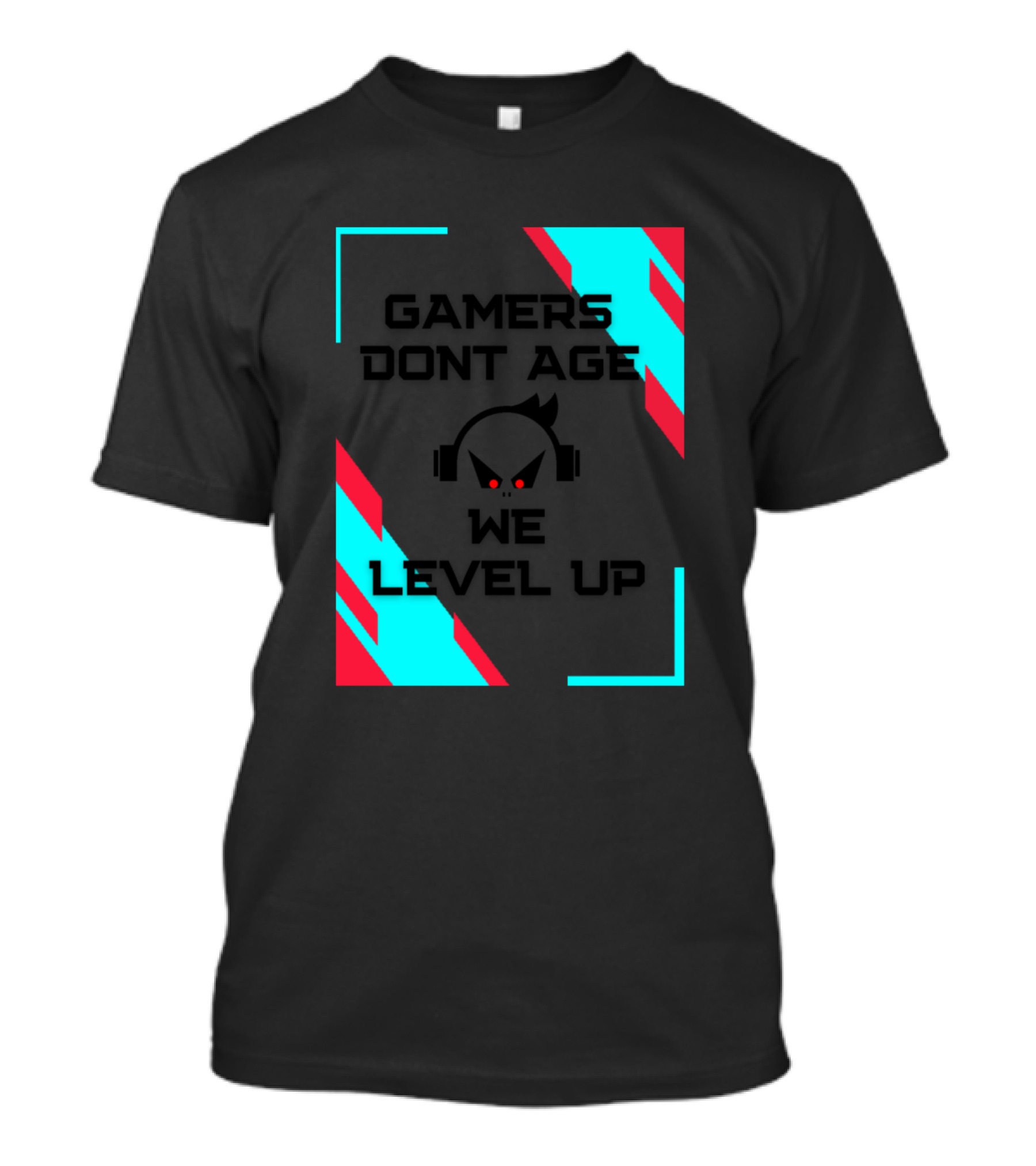Gamers Dont Age We Level Up Red Blue Gamer Headset T-Shirt