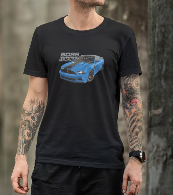 Boss 302 Grabber Blue Mustang Classic Car T-Shirt