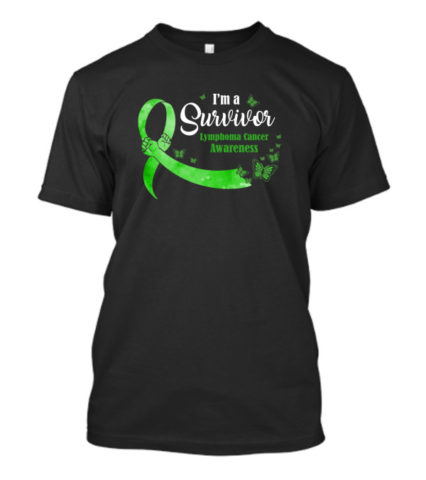I'm A Survivor Green Butterfly Lymphoma Cancer Awareness T-Shirt