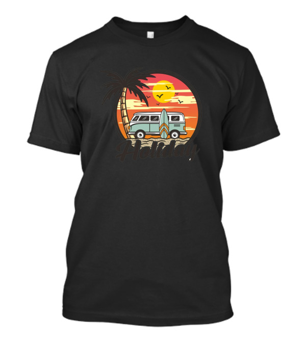 Holiday Sunset Beach Van And Surfboard Adventure T-Shirt