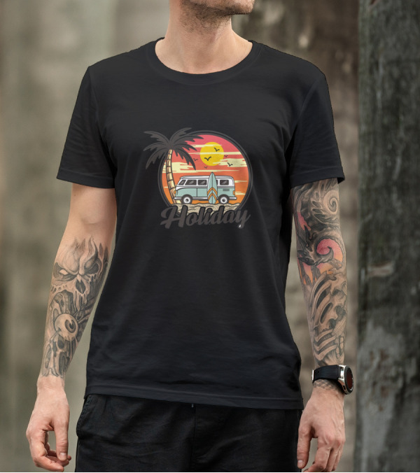 Holiday Sunset Beach Van And Surfboard Adventure T-Shirt