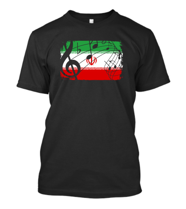 Iran Flag Music Notes Motif T-Shirt