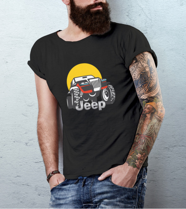Jeep Off-Road Adventure Sun Background 4x4 T-Shirt