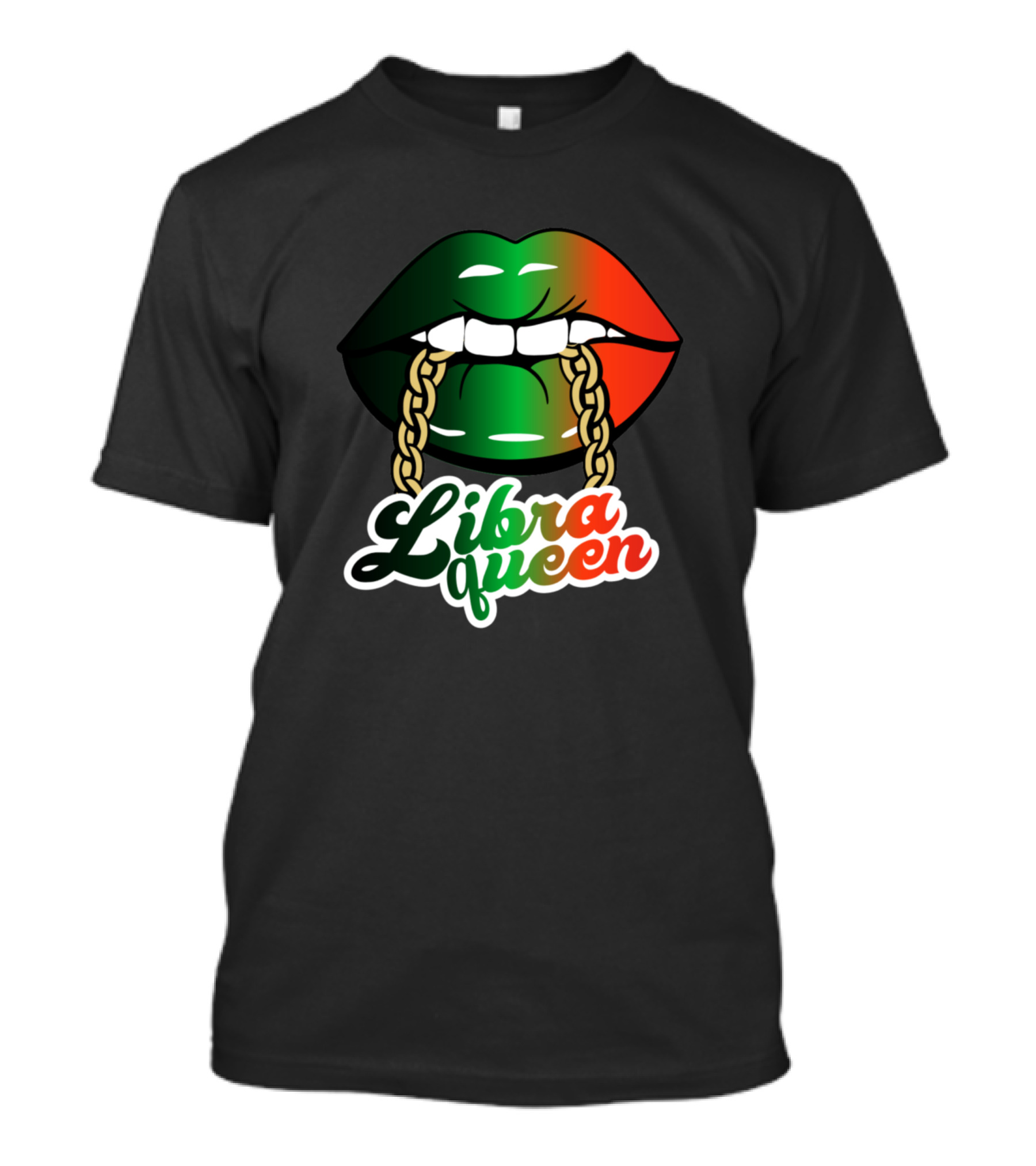 Libra Queen Lips Chain Blm African Colors Birthday T-Shirt