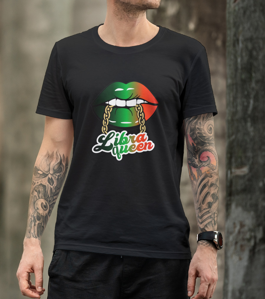 Libra Queen Lips Chain Blm African Colors Birthday T-Shirt