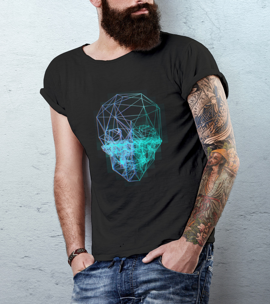 Neon Geometric Skull T-Shirt