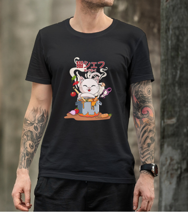 Meow Chef Cooking Pot Cat T-Shirt