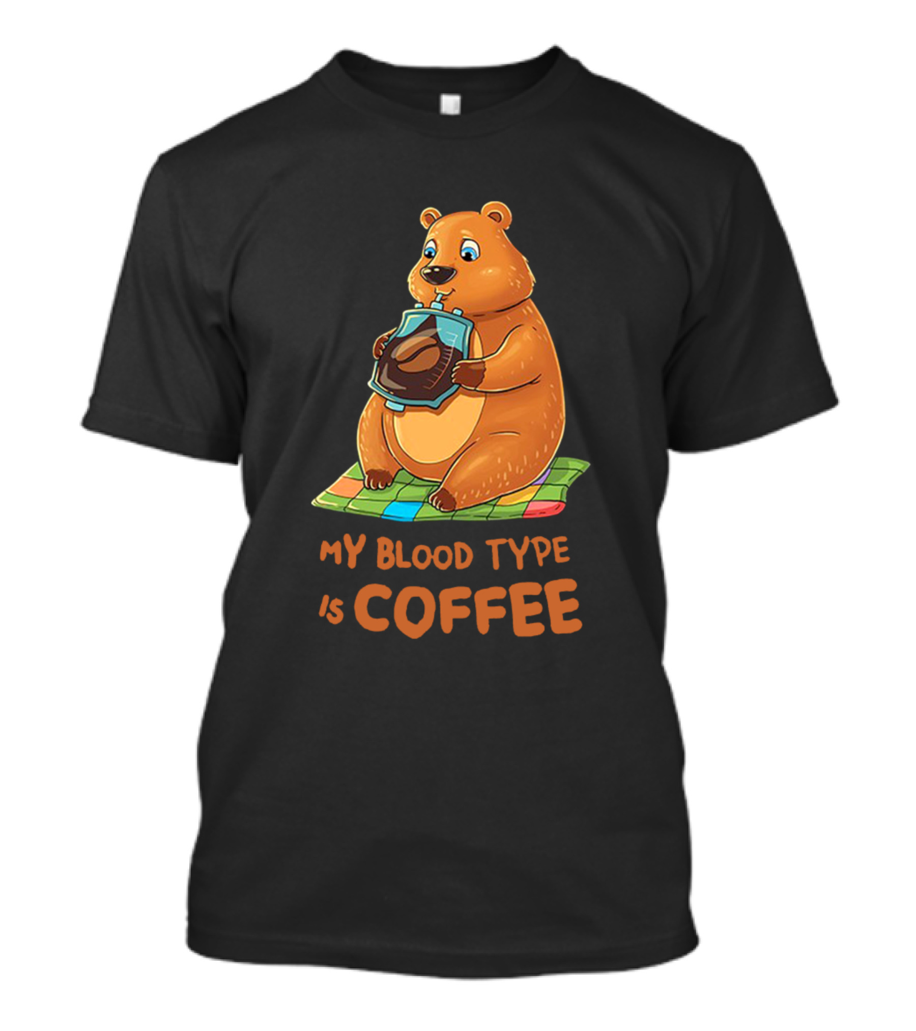 My Blood Type Is Coffee Bear Holding Coffee Pot T-Shirt