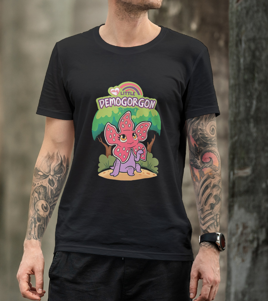 My Little Demogorgon Cute Creature With Rainbow And Trees T-Shirt